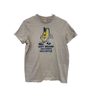 Hollister Graphic Tee Size Medium Got Board Went Surfing Short Sleeve Beige Top